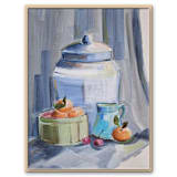 "Blue Jar and Fruit" - Original Painting in blue by AlisonJerry