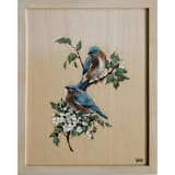 "Birds" - Original Painting in blue by Wendy Keller