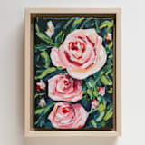 "Rose - 5x7 Framed" - Original Painting in pink by Weronika Zubek