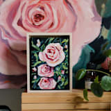 "Rose - 5x7 Framed" - Original Painting in pink by Weronika Zubek