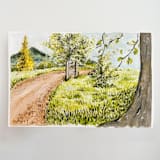 "Plein Air oil Painting in the Botanical Garden" - Original Painting in yellow by Lucrecia Caporale