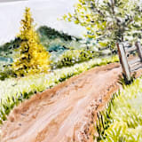 "Plein Air oil Painting in the Botanical Garden" - Original Painting in yellow by Lucrecia Caporale