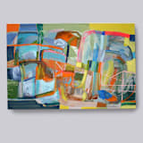 "Bridge to a New Season" - Original Painting in blue by Carol Barber