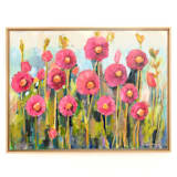 "Hollyhocks" - Original Painting in pink by CONNIE COLLUM