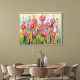 "Hollyhocks" - Original Painting in pink by CONNIE COLLUM