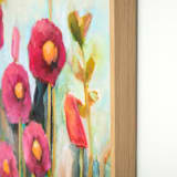 "Hollyhocks" - Original Painting in pink by CONNIE COLLUM