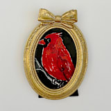"Miniature Cardinal" - Original Painting in red by Teju Reval