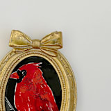 "Miniature Cardinal" - Original Painting in red by Teju Reval