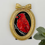 "Miniature Cardinal" - Original Painting in red by Teju Reval