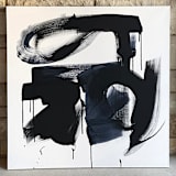 "scotch + ribbon" - Original Painting in black by bari wieselman schulman