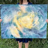 "Stardust" - Original Painting in blue by Holly Whitcomb