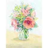 "Pastel Peach Bouquet" - Original Painting in orange by sue prue