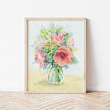 "Pastel Peach Bouquet" - Original Painting in orange by sue prue