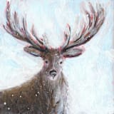 "Winter Deer, original acrylic painting" - Original Painting in multicolorassorted-colors by Carol C. Young