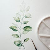 "Eucalyptus branch" - Original Painting in green by Angele Kamp