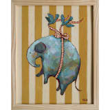 "Elephant" - Original Painting in yellow by Wendy Keller