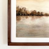 "Fall Trees on the Water" - Original Painting in brown by Sara Swanson