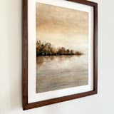 "Fall Trees on the Water" - Original Painting in brown by Sara Swanson
