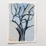 "Blue tree - small painting" - Original Painting in blue by Weronika Zubek