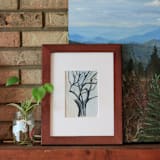 "Blue tree - small painting" - Original Painting in blue by Weronika Zubek