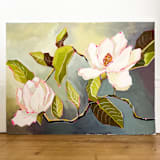 "Bold Bloom gouache original painting" - Original Painting in green by Lucrecia Caporale