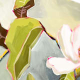 "Bold Bloom gouache original painting" - Original Painting in green by Lucrecia Caporale