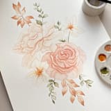 "Floral Bouquet 01" - Original Painting in pink by Angele Kamp