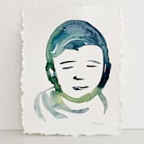 "Boy" - Original Painting in blue by Mary Gaspar