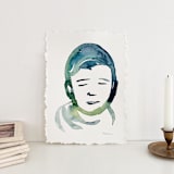 "Boy" - Original Painting in blue by Mary Gaspar