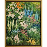 "flower garden" - Original Painting in green by Wendy Keller
