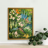 "flower garden" - Original Painting in green by Wendy Keller