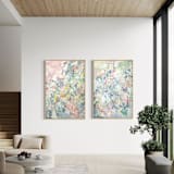 "Postcards from Far Away #1 & Postcards from Far Away #2" - Original Painting in multicolor by Sarah Mankin