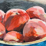 "Peaches in a Blue Bowl" - Original Painting in multicolorassorted-colors by Holly Rose