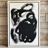 "Bullfinch" - Original Painting in black by bari wieselman schulman