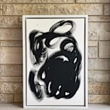 "Bullfinch" - Original Painting in black by bari wieselman schulman