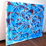 "Against The Current 2" - Original Painting in blue by Carrie Cantwell