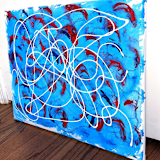 "Against The Current 2" - Original Painting in blue by Carrie Cantwell