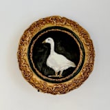 "Miniature Goose" - Original Painting in white by Teju Reval