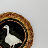 "Miniature Goose" - Original Painting in white by Teju Reval