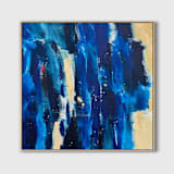 "Held by Blue" - Original Painting in blue by Karine Tonial Grimm