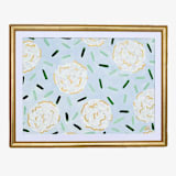 "Golden Hydrangea Original Art [Blue & White III]" - Original Painting in blue by Liesel Anne