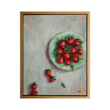 "Strawberries on a Plate" - Original Painting in red by Wendy Keller