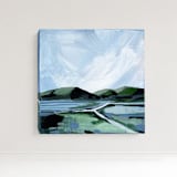 "Blue Stripe Marsh" - Original Painting in blue by Green Barn Studio