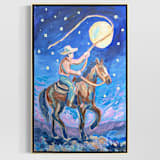 ""The Boy Who Lassoed the Moon" – 36x24 – Framed Original Painting" - Original Painting in multicolorassorted-colors by Sarah Mankin