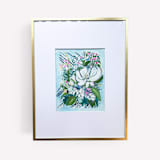 "Coastal Garden- Floral Abstract" - Original Painting in blue by Green Barn Studio