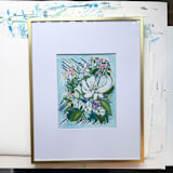 "Coastal Garden- Floral Abstract" - Original Painting in blue by Green Barn Studio