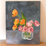 "Cut Flowers Still Life #1" - Original Painting in multicolor by Kat Roberts