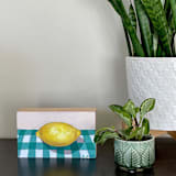 "Gingham Lemon" - Original Painting in multicolor by Kara Aina