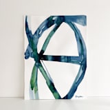 "Indigo Green Plant Cell 2" - Original Painting in blue by Mary Gaspar