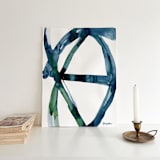 "Indigo Green Plant Cell 2" - Original Painting in blue by Mary Gaspar